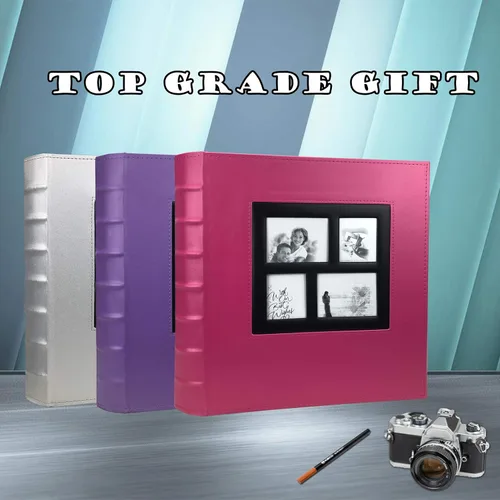 Miniatura 7 de RECUTMS Álbum de fotos de 4 x 6 pulgadas, 600 fotos, páginas negras, cubierta de cuero de gran capacidad, álbumes de fotos familiares para bodas