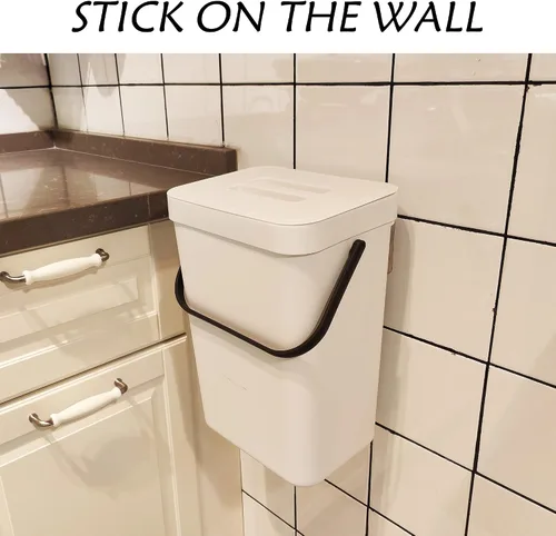 Miniatura 2 de stonespace Cubo de basura colgante pequeño de 3.2 galones con tapa para puerta de armario de cocina o debajo del fregadero, cubo de basura de baño