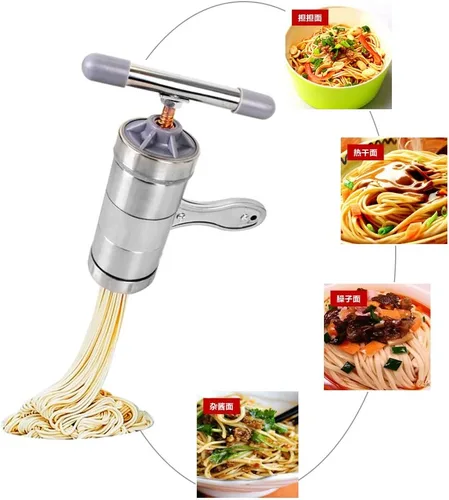 Miniatura 2 de Máquina de prensa manual de fideos de acero inoxidable DIY máquina de prensa de exprimidor de frutas máquina para hacer pasta con 5 moldes de fideos