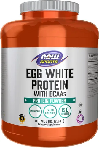 Miniatura 12 de NOW Nutrición deportiva, proteína de clara de huevo, 0.71 oz con BCAAs, polvo cremoso de vainilla, 1.5 libras