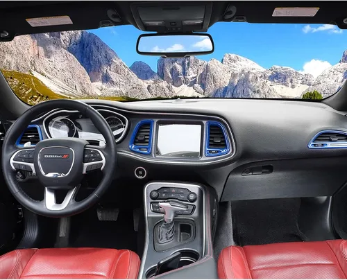 Miniatura 5 de Voodonala para Dodge Challenger 2015-2021, accesorio de recorte para salida de aire de la consola central (Azul, 4 piezas)