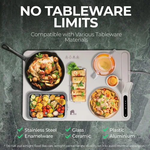 Miniatura 3 de EconoHome Bandeja de calentamiento eléctrica, tapete eléctrico de superficie completa para calentar alimentos, calentamiento rápido, enrollable