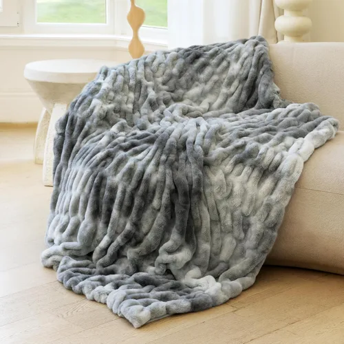 Miniatura 13 de Manta de piel sintética de conejo ultrasuave, manta esponjosa y acogedora para sofá cama, regalos de decoración de felpa cálidos y lujosos, manta