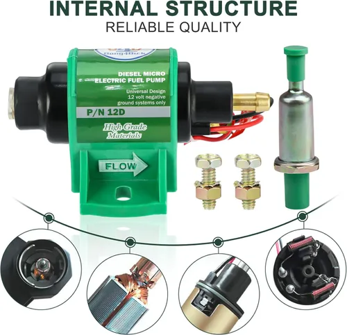 Miniatura 5 de B4B BANG 4 BUCK Bomba de combustible eléctrica universal 12D de 12 voltios, entrada y salida de 5/16 pulgadas en línea, 12 voltios, 1-2A, 35 GPH 4-7