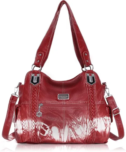 Miniatura 222 de Angel Barcelo - Bolsa de hombro amplia para mujer, diseño Hobo, cuero lavado