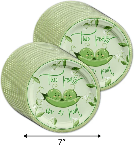 Miniatura 3 de Two Peas in a Pod Twins - Juego de vajilla para fiesta de baby shower, incluye platos, servilletas Kit para 24