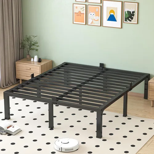 Miniatura 9 de NKZ Base de cama tamaño individual, plataforma de metal resistente de 12 pulgadas con tapón deslizante para colchón, soporte de listones de acero