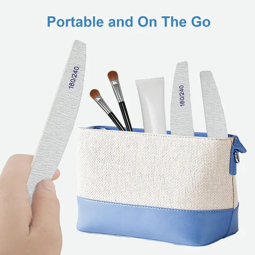 Miniatura 5 de Limas de uñas (paquete de 12), lima de uñas de madera de grano 180/240, lima de uñas de doble cara de madera Emory para uñas naturales, profesional