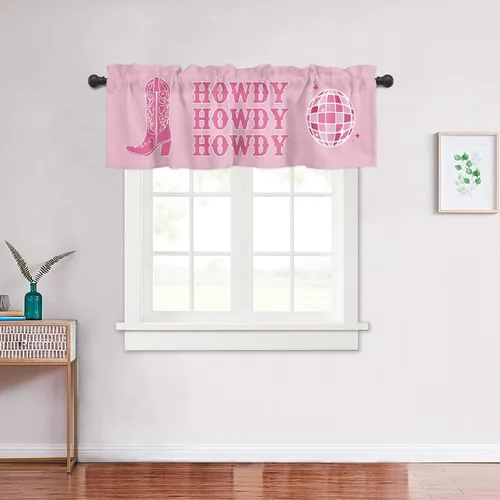 Miniatura 5 de Cenefa de ventana de Navidad para cocina, sala de estar, cortina de ventana temática de vaqueras para dormitorio, baño, cenefa de ventana Howdy
