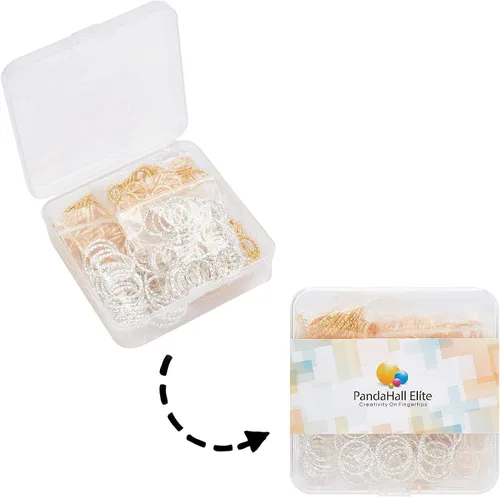 Miniatura 7 de PH PandaHall 300 piezas de 4 tamaños torcidos abiertos anillos de salto plateados dorados conectores de alambre para bricolaje aretes colgantes