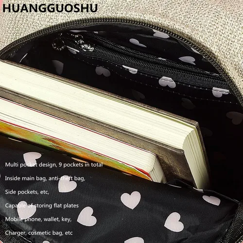 Miniatura 6 de HUANGGUOSHU Mochila de algodón tejida de algodón bohemio con bordado de lona estilo bohemio con múltiples bolsillos retro linda mochila cartera