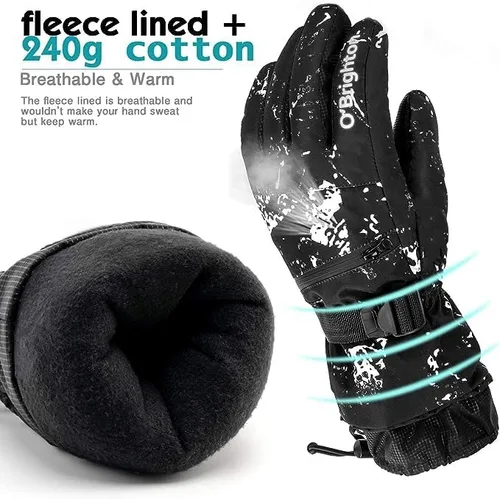 Miniatura 4 de Guantes de esquí para hombres y mujeres, guantes térmicos de invierno para pantalla táctil, impermeables, guantes de nieve para snowboard, esquí