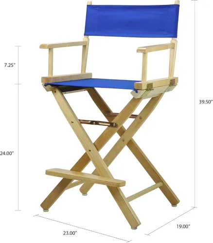 Miniatura 2 de Casual Home - Silla de director de 24.0 in, marco natural con lienzo azul real, altura de mostrador