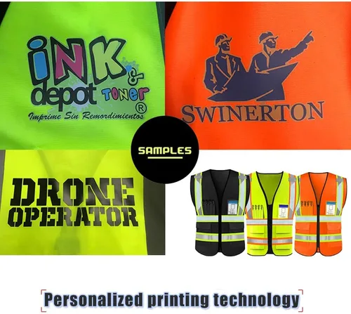 Miniatura 3 de Chaleco de seguridad de alta visibilidad reflectante personalizado con logotipo, ropa de trabajo de seguridad con tiras reflectantes y bolsillos
