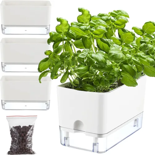 Miniatura 13 de Planterhoma Macetas de riego automático para plantas de interior de 4.3 pulgadas, 6 paquetes de macetas cuadradas de riego automático con orificio