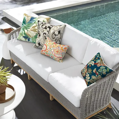 Miniatura 471 de Juego de 2 almohadas para exteriores de 16 x 16 pulgadas, repelentes al agua con interiores, para muebles de patio, hogar, jardín, geometría bohemia
