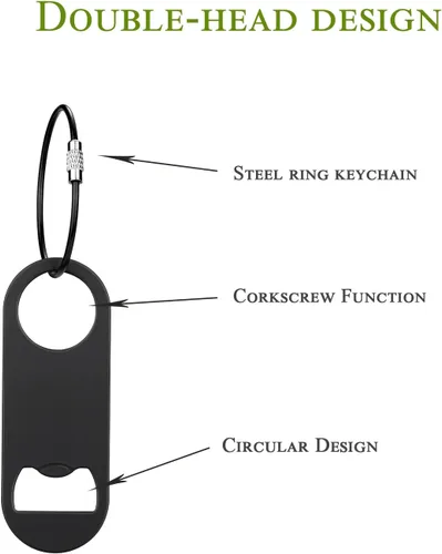 Miniatura 3 de Paquete de 5 abridores de botellas planos de acero inoxidable con llavero, llave de barra, abrebotellas de cerveza para cocina, bar o restaurante
