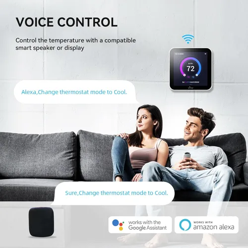 Miniatura 5 de Vine Termostato inteligente programable TJ-560 de 4 pulgadas con pantalla táctil completa para el hogar con control de aplicaciones, ahorro