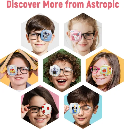 Miniatura 7 de Astropic Parche para ojos de algodón y seda 3D para niños, parche de ojos para niñas para gafas Parche médico para niños con ojo perezoso