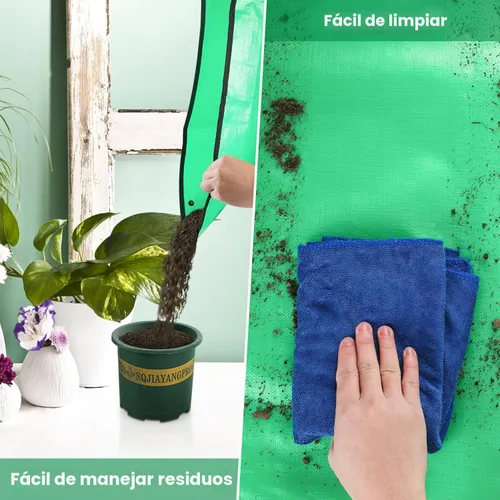 Miniatura 6 de Alfombrilla grande de 39.5" X 31.5" para trasplantar plantas de interior y control de tierra, bandeja portátil para macetas, regalos de plantas