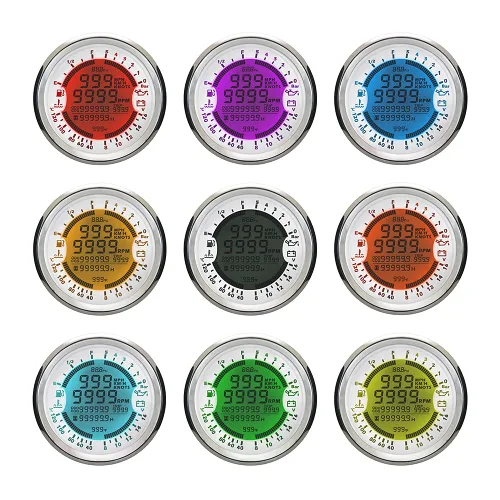Miniatura 2 de ELING Medidor de Medida Multifuncional GPS Velocímetro Tacómetro Hora Temperatura del Agua Nivel de Combustible Presión de Aceite Voltímetro 12V