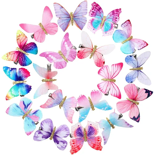 Boao 18 piezas de pinzas de cabello con diseño de mariposa y brillo para niñas, adolescentes y mujeres, accesorios para el cabello (estilo soñador)
