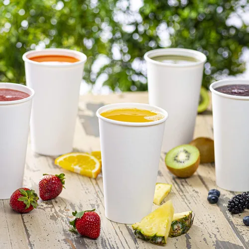 Miniatura 5 de GUSTO Vasos de papel desechables blancos de 16 onzas para bebidas frías y calientes [200 unidades] Tazas de café resistentes y ecológicas