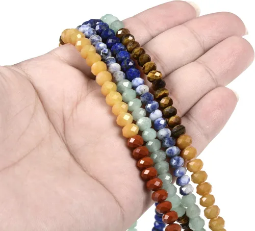 Miniatura 3 de 7 chakras piedras preciosas de 0.236 in de piedras preciosas facetadas Rondelle sueltas cuentas para hacer joyas DIY cuentas de 16 pulgadas