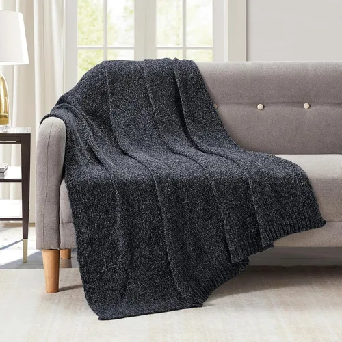 Miniatura 16 de Bourina - Manta de chenilla de punto, ligera, suave, acogedora, para cama, sofá, silla