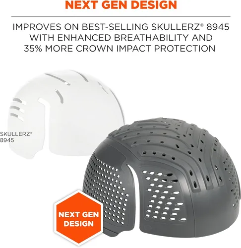 Miniatura 2 de Inserto universal de tapa de parachoques Ergodyne Skullerz 8945F(x) con ventilación extra, se ajusta a cualquier gorra de béisbol, carbón