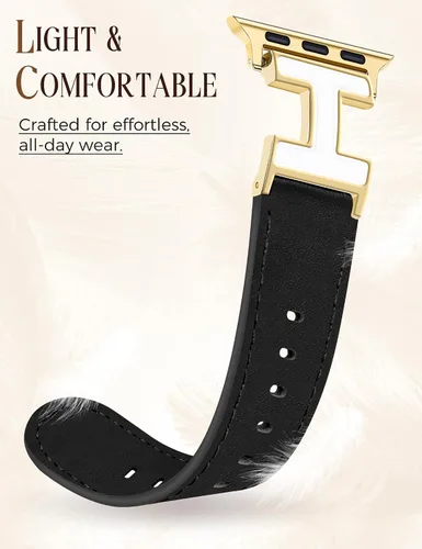 Miniatura 5 de MOINSPIRE - Correa de cuero compatible con correas de Apple Watch para mujeres 38/40/41/42/44/45/46/49 mm, elegante correa de cuero de diseñador