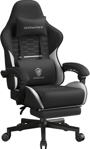 Miniatura 14 de Dowinx Silla de juegos de tela con cojín de resorte de bolsillo, silla de juegos de masaje con reposacabezas, silla ergonómica para computadora
