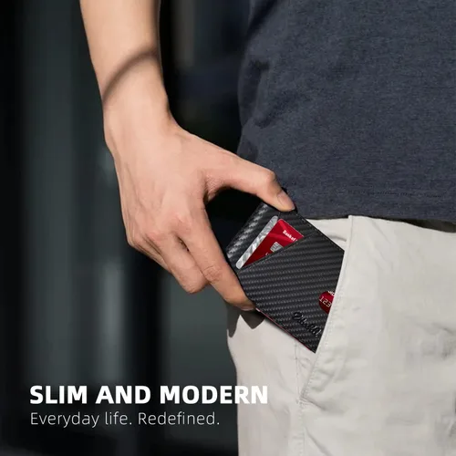 Miniatura 80 de Zitahli - Billeteras delgadas RFID para hombres, billetera de cuero flexible con clip de dinero, cartera minimalista con bolsillo frontal