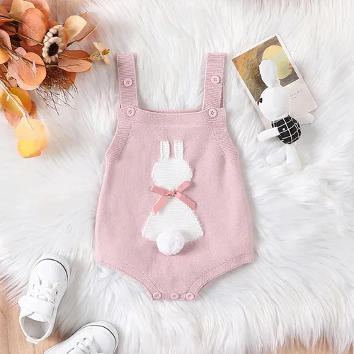 Miniatura 2 de My First Easter - Traje de bebé niña y niño con bordado de conejito en general para recién nacido, ropa de conejo sin mangas