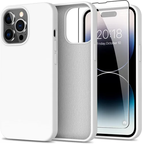 Miniatura 40 de bemal Funda para iPhone 14 Pro con protector de pantalla, silicona líquida de ajuste delgado, forro de microfibra suave, diseñada para mujeres