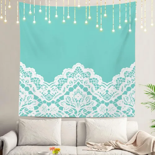 Miniatura 140 de Shrahala Tapiz de pared azul brillante, acuarela azul degradado para colgar en la pared, tapiz grande decorativo de fibra de poliéster, dobladillo