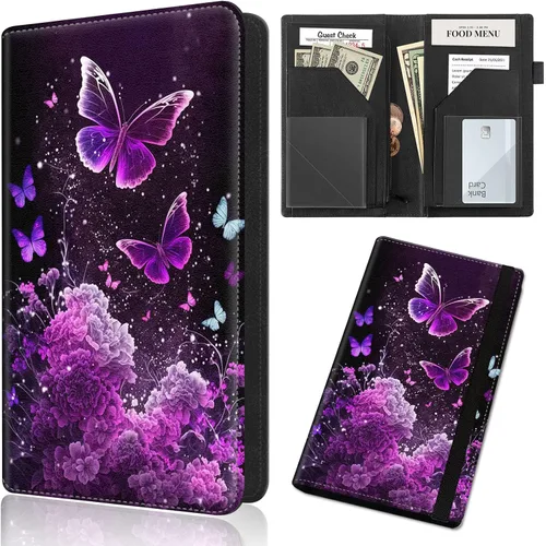 Miniatura 39 de Server Book,Waitress Book,5x9 Inch Server Books for Waitress & Waiter, Cute PU Leather Serving Book Guest Check Presenters Organizer with Zipper