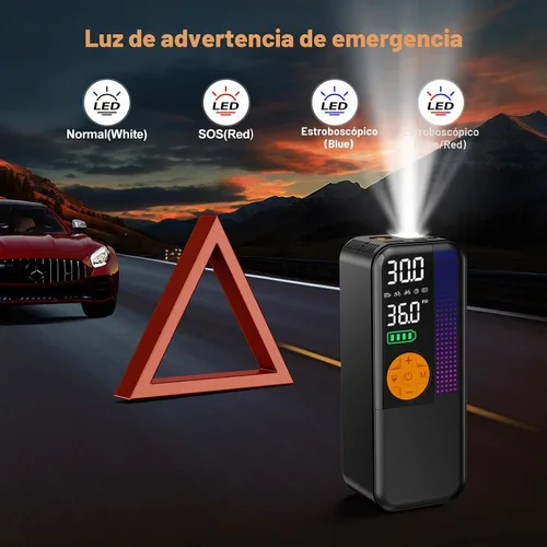 Miniatura 5 de Arrancador de Batería con Compresor de Aire, 5500A Reforzador de Batería de Coche Portátil (Todo Gas y 10L Diesel) con Inflador de Neumáticos