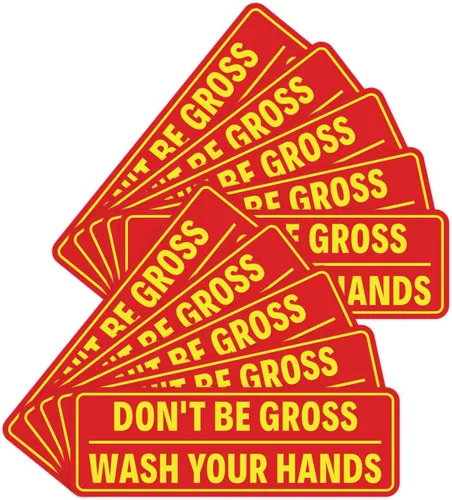 Miniatura 52 de Letrero estándar para puerta o pared, diseño de "Don't Be Gross ("Wash Your Hands"), color negro, mediano