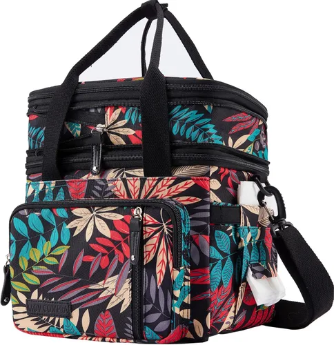 Miniatura 9 de MOV COMPRA Bolsas de almuerzo para hombres y mujeres, lonchera negra para adultos, para el trabajo, ampliable, a prueba de fugas, doble cubierta