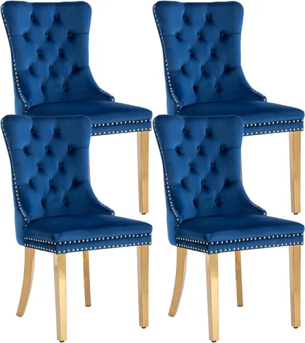 Miniatura 21 de Shenyon Juego de 2 Sillas de Comedor de Terciopelo Gris, Sillas de Comedor Tapizadas con Ribete de Anilla Trasera y Patas de Madera Maciza, Sillas