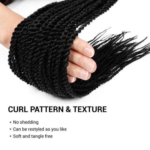 Miniatura 4 de AU-THEN-TIC Cabello senegalés con trenzas de ganchillo de 22 pulgadas, 6 paquetes de 40 mechones por paquete, extensiones de cabello de ganchillo