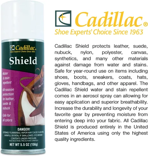 Miniatura 6 de Cadillac Shield Water and Stain - Spray protector de cuero y tela, ideal para zapatos, 5.5 onzas, impermeable y protege gamuza, cuero, nubuck, tela