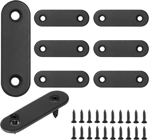 Miniatura 7 de Soporte plano de 1.575 x 0.630 x 0.079 in, soporte recto de acero inoxidable, soporte recto de metal, soporte recto negro, placa de unión