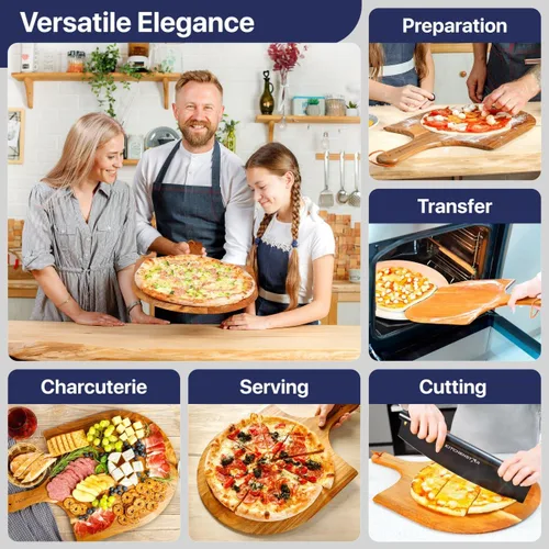 Miniatura 9 de KitchenStar Cortador de pizza con hoja basculante de 16 pulgadas + cáscara de pizza de madera de 16 pulgadas + piedra para pizza para horno