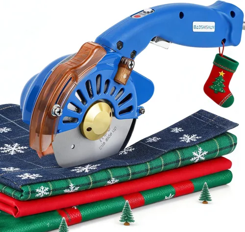 Miniatura 9 de BAOSHISHAN - Tela eléctrica inalámbrica y recargable giratoria, velocidad ajustable 2 x 2500mAh Battery, Round Blade Fabric Cutting Machine for