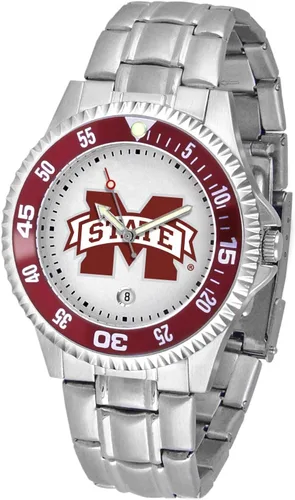 Miniatura 34 de SunTime Reloj de cuarzo de 1.575 in para hombre, correa de acero inoxidable de 0.787 in, esfera Gameday Tulane ola verde