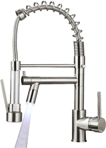 Miniatura 12 de Grifo de cocina negro mate con rociador, AIMADI - Grifo de cocina comercial, de una sola manija, con rociador desplegable de un solo orificio