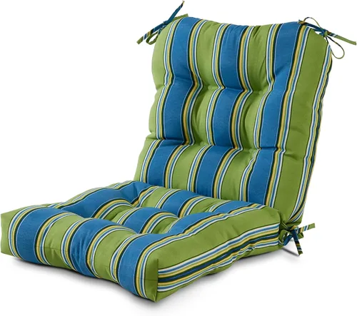 Miniatura 43 de Cojines para silla de exterior con bisagras, diseño de una sola pieza, cojín reversible para asiento y respaldo de patio con lazos, tela