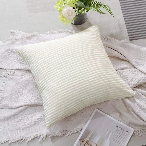 Miniatura 153 de Artscope Fundas de Almohada de Pana a Rayas Acogedoras Súper Suaves Decorativas Cuadradas Fundas de Cojín para Sofá Sillón Dormitorio Decoración